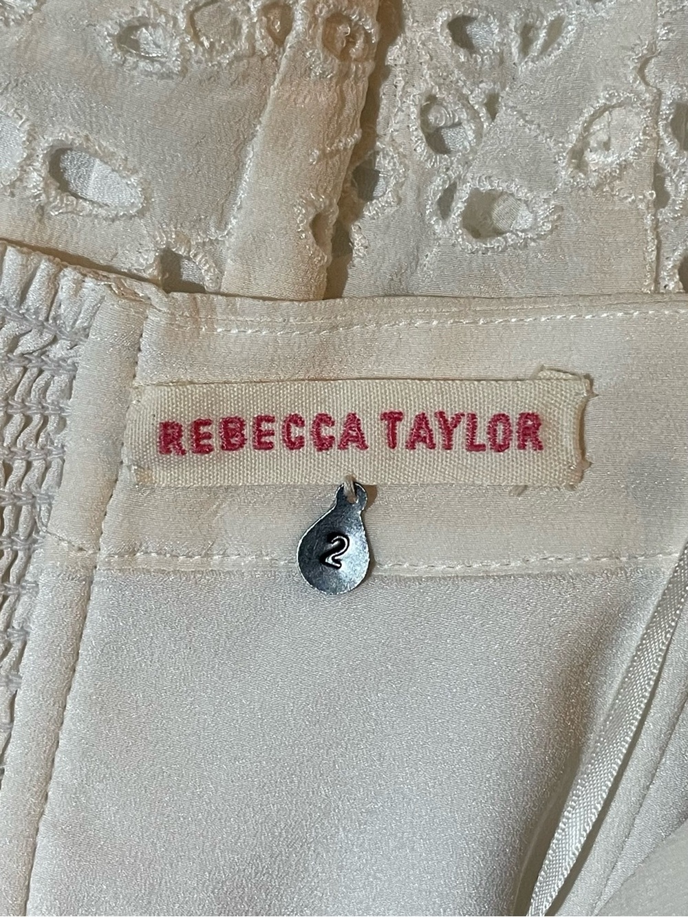 REBECCA TAYLOR Off White Strapless Eyelet Mini Dress US 2 - Picture 7 of 12